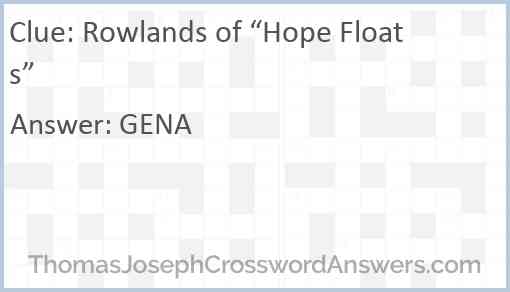 Rowlands of “Hope Floats” Answer