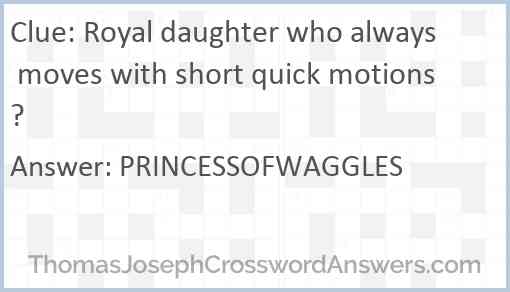 Royal daughter who always moves with short quick motions? Answer
