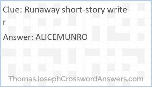 Runaway short-story writer Answer