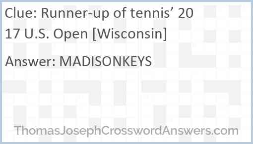 Runner-up of tennis’ 2017 U.S. Open [Wisconsin] Answer