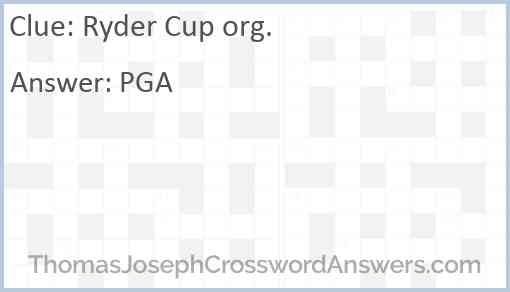 Ryder Cup org. Answer