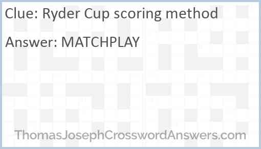 Ryder Cup scoring method Answer