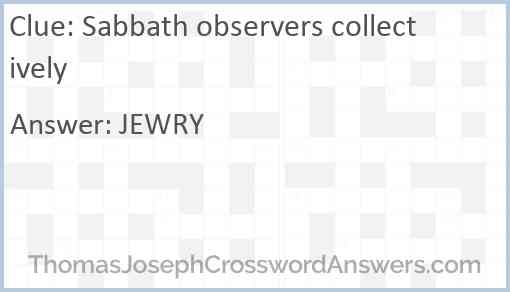Sabbath observers collectively Answer