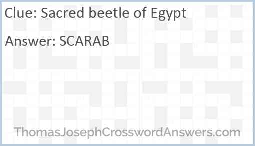 Sacred beetle of Egypt Answer