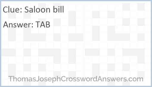 Saloon bill Answer