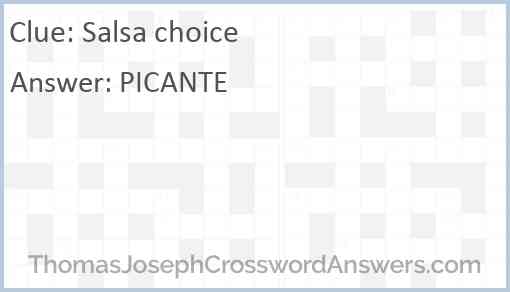 Salsa choice Answer