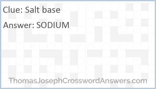 Salt base Answer
