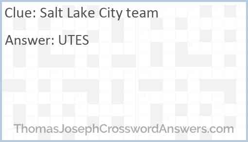 Salt Lake City team Answer
