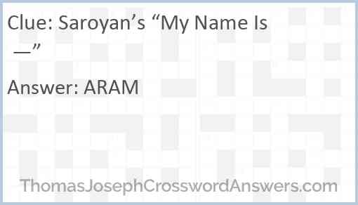 Saroyan’s “My Name Is —” Answer