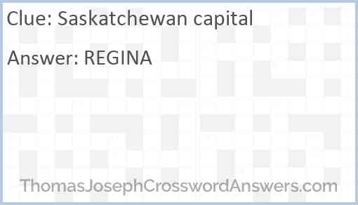 Saskatchewan capital Answer