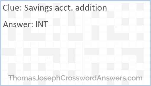 Savings acct. addition Answer