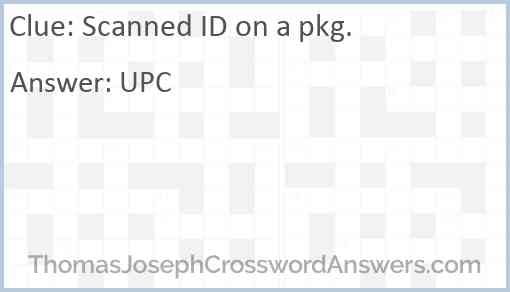 Scanned ID on a pkg. Answer