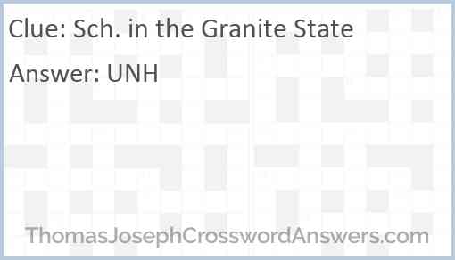 Sch. in the Granite State Answer