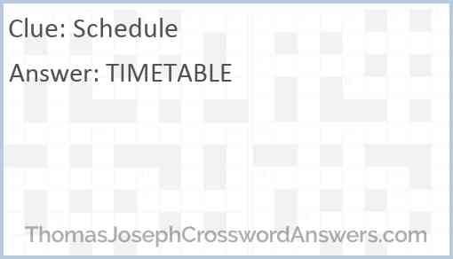 Schedule Answer