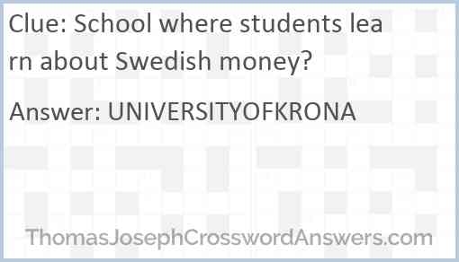 School where students learn about Swedish money? Answer