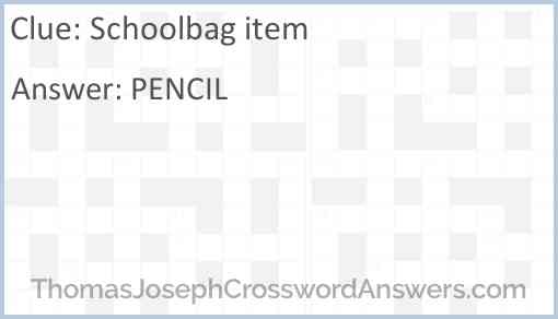 Schoolbag item Answer