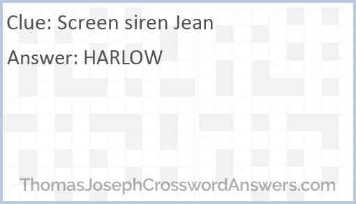 Screen siren Jean Answer