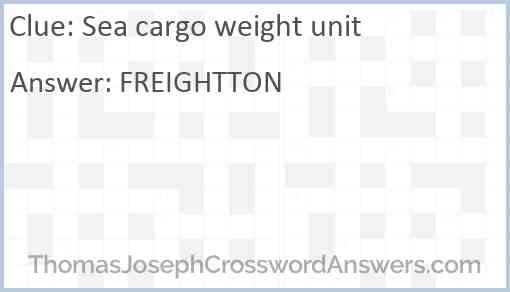 Sea cargo weight unit Answer