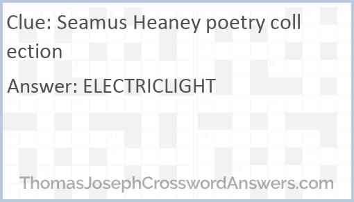 Seamus Heaney poetry collection Answer