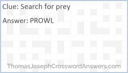 Search for prey Answer