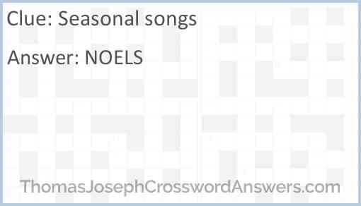 Seasonal songs Answer