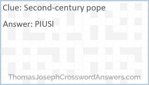 Second-century pope Answer