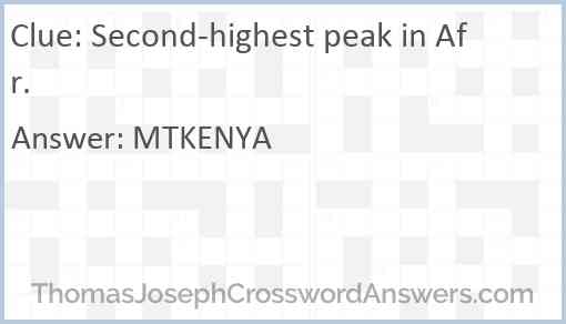 Second-highest peak in Afr. Answer