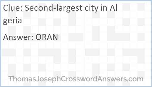 Second-largest city in Algeria Answer