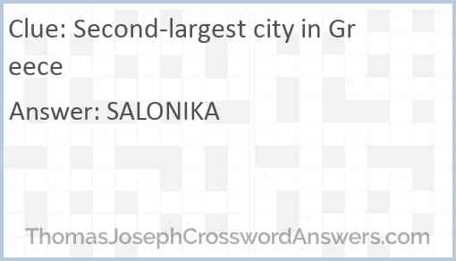 Second-largest city in Greece Answer