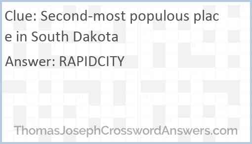 Second-most populous place in South Dakota Answer