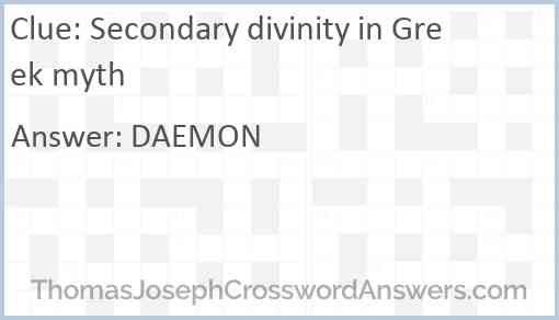 Secondary divinity in Greek myth Answer