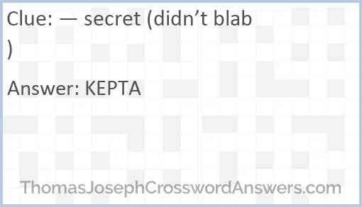 — secret (didn’t blab) Answer