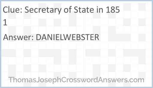 Secretary of State in 1851 Answer