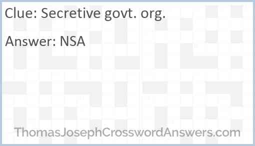 Secretive govt. org. Answer