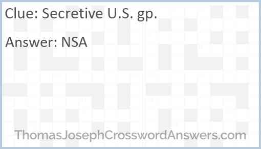 Secretive U.S. gp. Answer