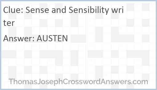 Sense and Sensibility writer Answer