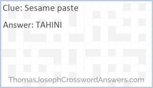 Sesame paste Answer