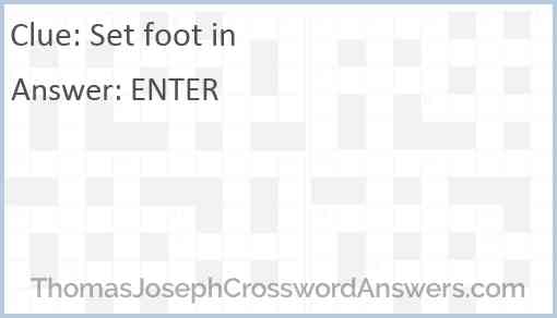Set foot in Answer