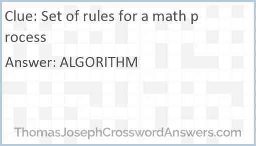 Set of rules for a math process Answer