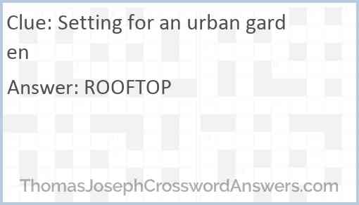 Setting for an urban garden Answer