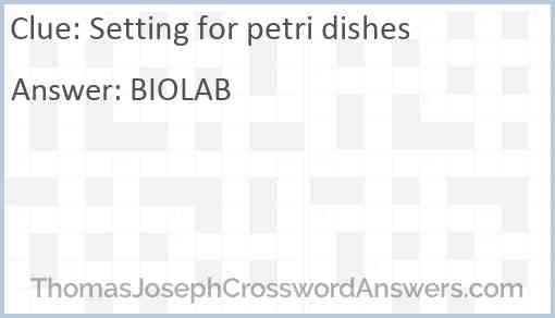 Setting for petri dishes Answer