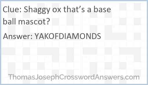 Shaggy ox that’s a baseball mascot? Answer
