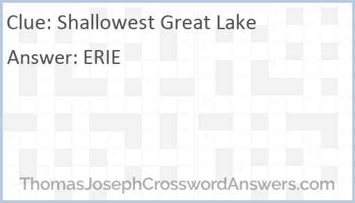 Shallowest Great Lake Answer