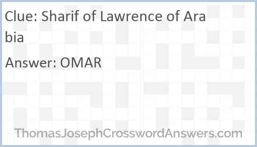 Sharif of Lawrence of Arabia Answer