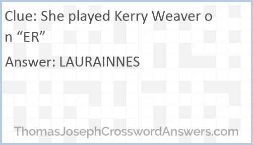 She played Kerry Weaver on “ER” Answer