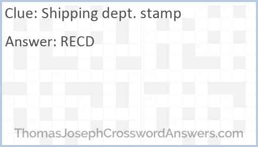 Shipping dept. stamp Answer