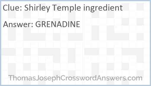 Shirley Temple ingredient Answer