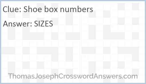 Shoe box numbers Answer