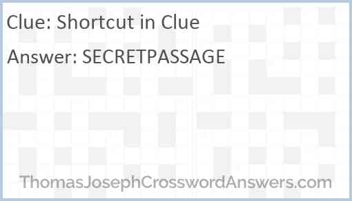 Shortcut in Clue Answer