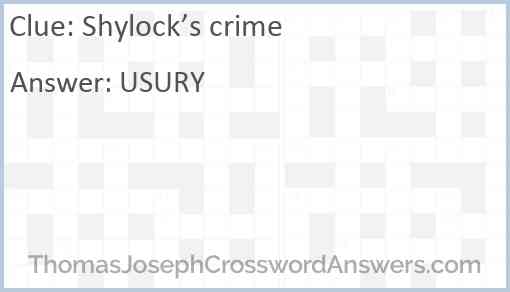 Shylock’s crime Answer